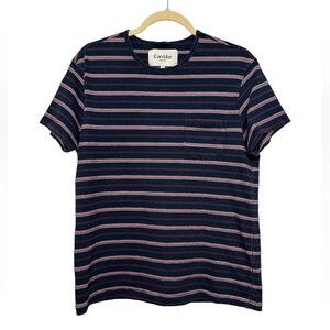 Corridor NYC Textured Stripe T Shirt AW20 Blue Red White Mens Small Pocket